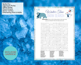 Snow Word Search Find Winter Party Game, For Adults Kids, Classroom, Office, Winter Party Printable Virtual Game, Family Reunion, Instant