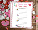 Candy Hearts Emoji Pictionary Game -Classroom Office Valentines Day Party Game For Kids & Adults - Printable Or Virtual Instant Download