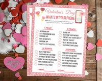 Valentines Whats In Your Phone Game -Classroom Office Valentines Day Party Game For Kids & Adults - Printable Or Virtual Instant Download