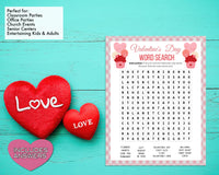 Valentines Day Word Search Find Game -Classroom Office Valentines Day Party Game For Kids & Adults - Printable Or Virtual Instant Download
