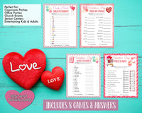 Valentine Day 8 Trivia Emoji Game Set Bundle -Classroom Office Party Game For Kids & Adults - Printable Or Virtual Instant Download Activity