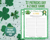 A-Z Word Race St Patricks Day Game, Saint Pattys Party Game, Printable Virtual Family Activity For Kids & Adults, St Paddys Office Classroom