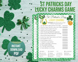Printable St Patricks Day Lucky Charm Game, Irish Quiz, St Paddys Office Classroom Activity, Kids & Adults Saint Pattys Party Match Game