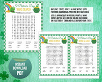 St Patricks Day Printable Word Search, St Paddys Office Classroom Activity, Irish Word Find, Kids & Adults Saint Pattys Party Word Game