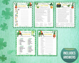 10 St Patricks Day Printable Party Games, St Paddys Office Classroom Activity Set, Irish Games, Kids & Adults Saint Pattys Virtual Party