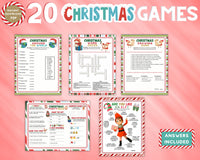 Christmas 20 Game Set, Holiday Activity Bundle, Xmas Party Kit, Kids Adults Printable & Virtual, Work School Church Party Ideas, Instant