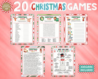 Christmas 20 Game Set, Holiday Activity Bundle, Xmas Party Kit, Kids Adults Printable & Virtual, Work School Church Party Ideas, Instant