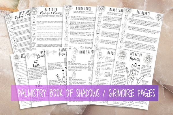 palmistry book of shadows printable pages