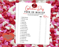 Galentines Day Porn Or Makeup Game -Fun Party Game - Ladies Night Out - Girls Night In - X Rated Trivia Quiz - Instant Download