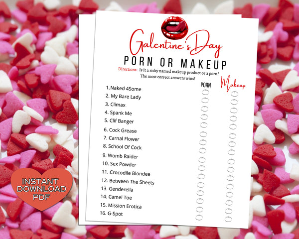 Galentines Day Porn Or Makeup Game -Fun Party Game - Ladies Night Out - Girls Night In - X Rated Trivia Quiz - Instant Download