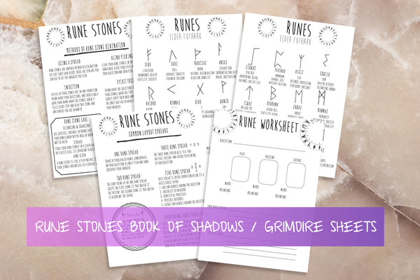 book of shadows printable rune stone pages for witchcraft
