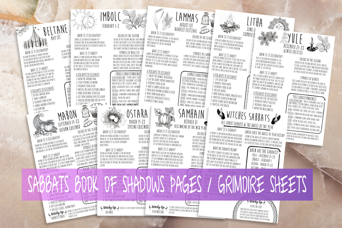 Sabbats Book Of Shadows Witchcraft Beginners Grimoire Basics Printable ...