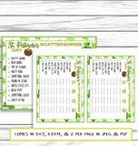 Saint Patricks Day Scattergories Game, St Patricks Day Party Game, St Paddys Printable Or Virtual Game, Instant Download