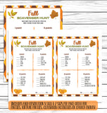 autumn scavenger hunt classroom office or church party game for kids and adults