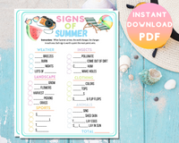 Signs Of Summer Trivia Printable Party Game Activity For Kids And Adults