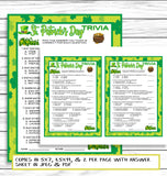 Saint Patricks Day Party Game, Instant Download St Patricks Trivia Game For Kids And Adults, Instant Download, Printable Or Virtual Game