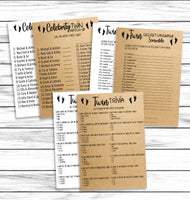 Twins Baby Shower Games Set, Twins Trivia, Celebrity Twins, Word Scramble, Printable Instant Download Games