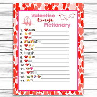 valentines day emoji pictionary party game printable or virtual