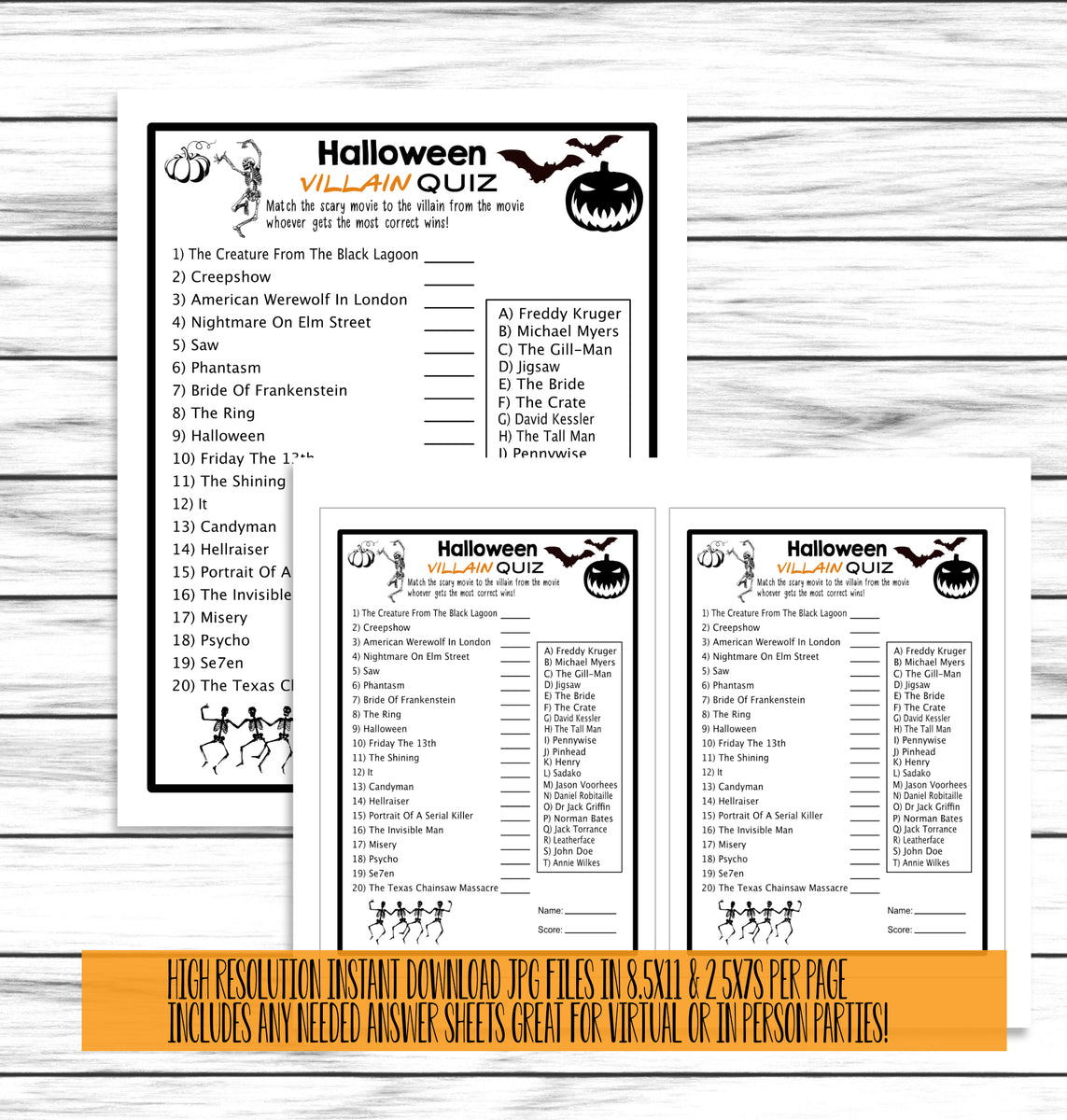 Halloween Villain Quiz Costume Party Game, Printable Or Virtual Kids C ...