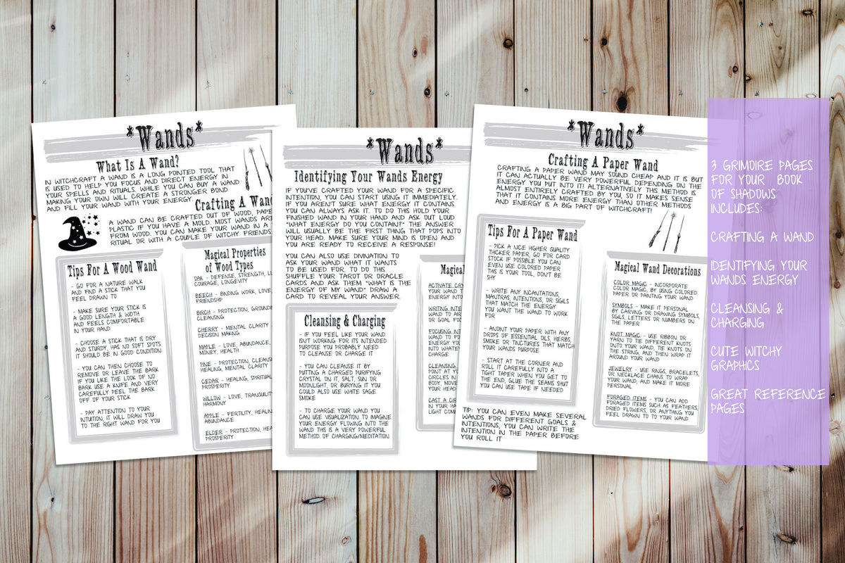 Wands Book Of Shadows Witchcraft Grimoire Printable Set Enjoymyprintables Wands Book Of Shadows Witchcraft Grimoire Printable Set Enjoymyprintables