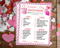 Valentines Whats In Your Purse Bag Game -Classroom Office Valentines Day Party Game For Kids & Adults -Printable Or Virtual Instant Download