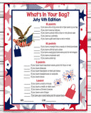 July 4th Party Whats in Your Bag, Purse Game, Printable Kids Activity Sheet, Instant Download