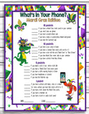 mardi gras whats in your phone party game