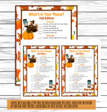 whats in your phone fall autumn party game