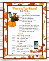 fall autumn party game printable whats in your phone