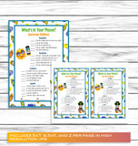 Summer Party Family Reunion Phone Game, Printable Kids Activity Sheet, Instant Download