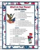July 4th Party Phone Game, Printable Kids Activity Sheet, Instant Download