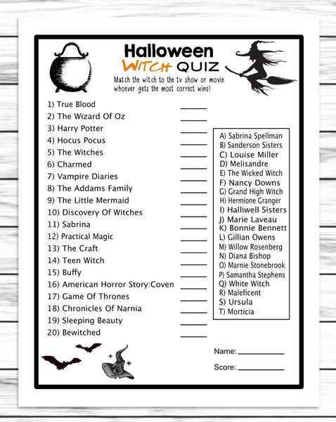 Horror Movie Trivia Halloween Game