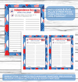 July 4th Party Word Challenge Game, Printable Kids Activity Sheet, Instant Download