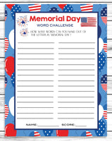 memorial day party word game challenge instant download party printable