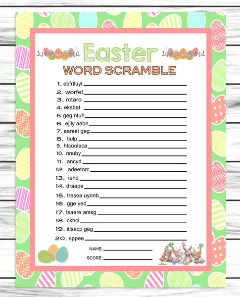 Easter Printable Word Scramble Game Activity For Adults Kids And Teens