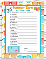 summer party family reunion download printable summer word scramble game