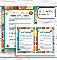 March Madness Word Scramble Party Game, College Basketball Game, Word Game, Puzzle Printable Or Virtual Game, Instant Download