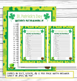 Saint Patricks Day Word Scramble,Word Game, St Patricks Day Party Game, Printable Or Virtual Games, Instant Download