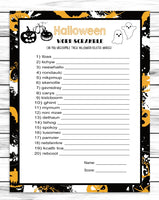 printable or virtual halloween costume party word scramble game for kids or adults classroom or office party 