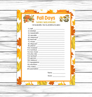 fall party word scramble kids game