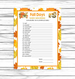 fall party word scramble kids game
