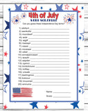 July 4th Party Word Scramble Game, Printable Kids Activity Sheet, Instant Download
