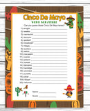 Cinco De Mayo Word Scramble Game for Kids Adults Teens Seniors Printable