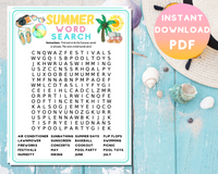 Summer Printable Word Search Game For Kids & Adults