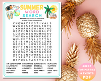 Summer Printable Word Search Game For Kids & Adults