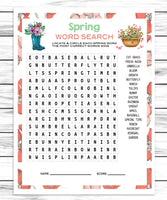 spring party printable or virtual word search game