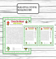 Cinco De Mayo Word Search Word Find Game for Kids Adults Teens Seniors