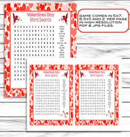 valentines day word search printable or virtual game