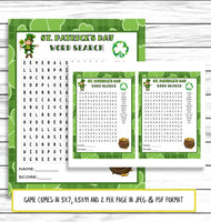 Saint Patricks Day Word Search Game, Word Find, St Patricks Day Party Game, Printable Or Virtual Game, Instant Download