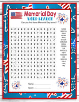 memorial day word search find printable instant download party game